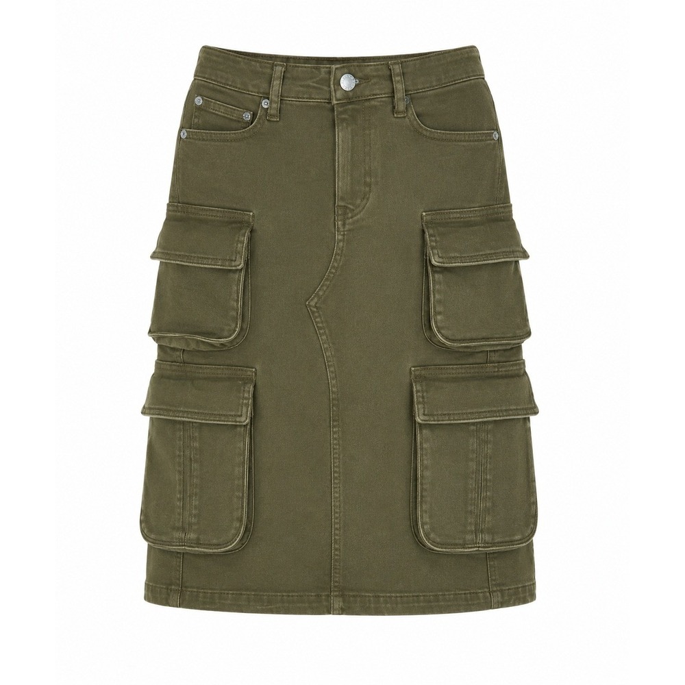 Lucky Brand Women Size 00/24 Cargo Skirt Green Utility Midi Streetwear Y2K Chic